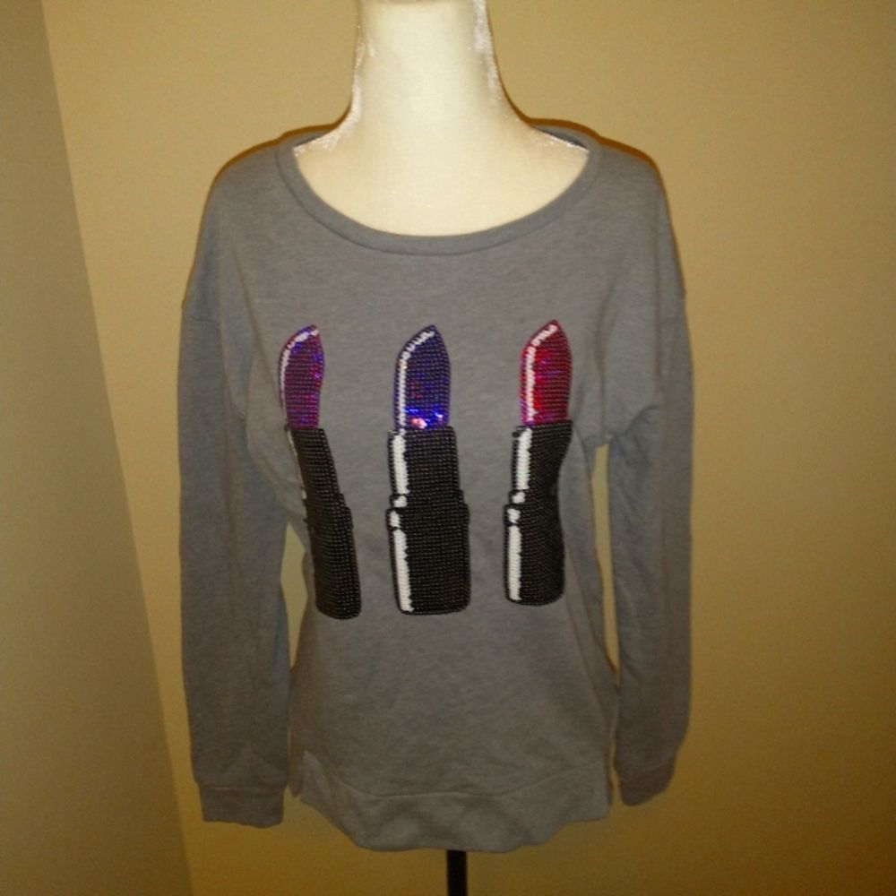 Juicy Couture -- Lipstick Embellished Sequins Sweater